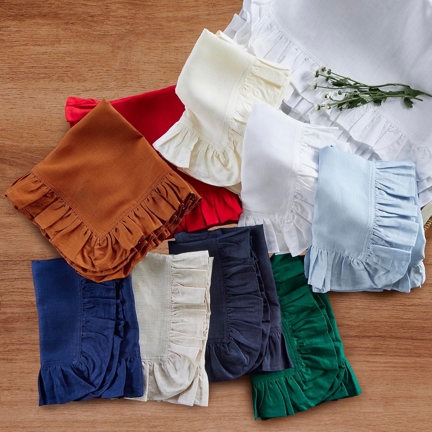 Linen Napkin Set - 린넨 러플 디너 냅킨 4개 세트