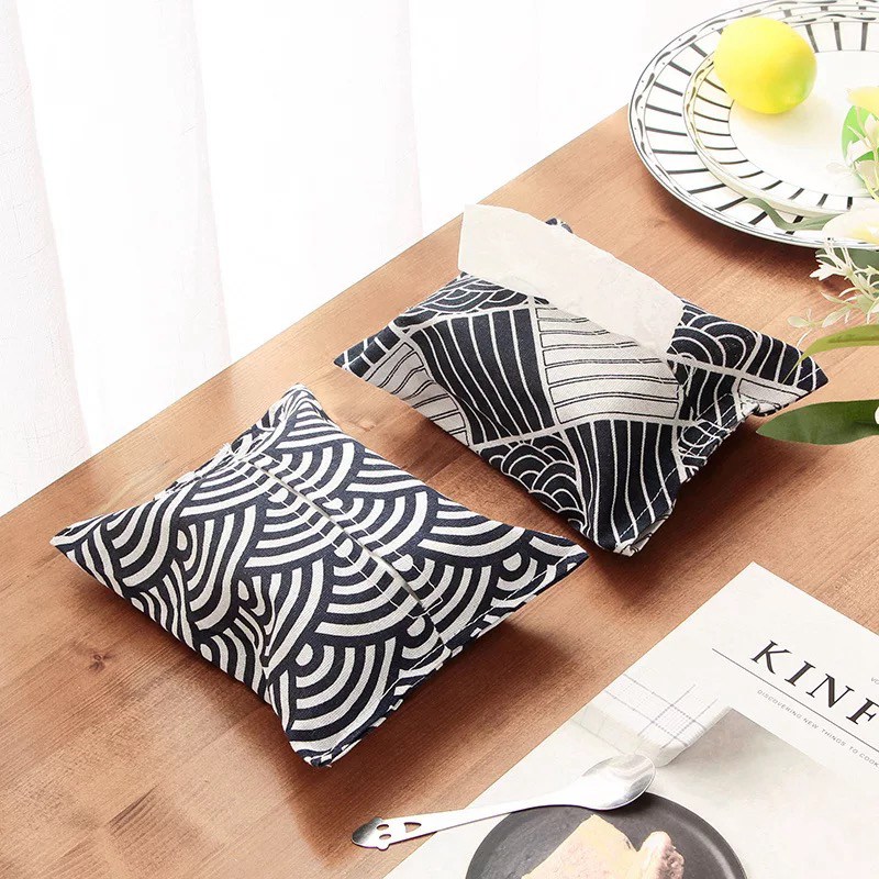 Linen Napkin Set - 면 린넨 티슈 박스, 자동차 티슈