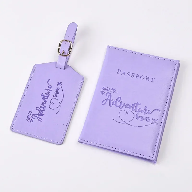 Leather Passport Cover - 남녀공용 보라색 PU 가죽 여권 거치대,
