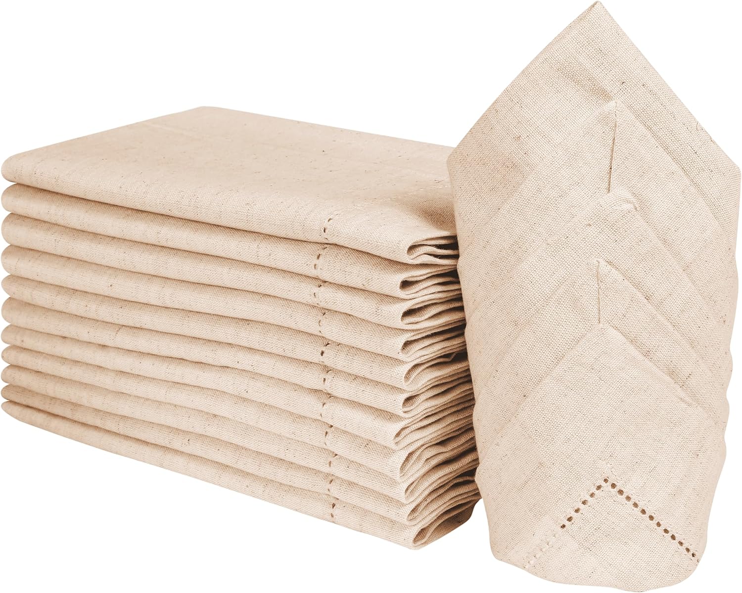 Linen Napkin Set - 1/5/10개 헤밍스티치 리넨 카키 냅킨 천