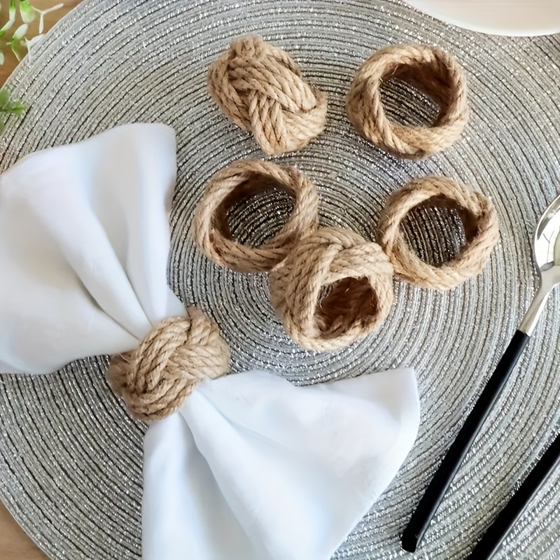 48개 린넨 꼬임 냅킨 링 세트, 수제 꼬임 꽃 모양  - Linen Napkin Set 리뷰 및 가격