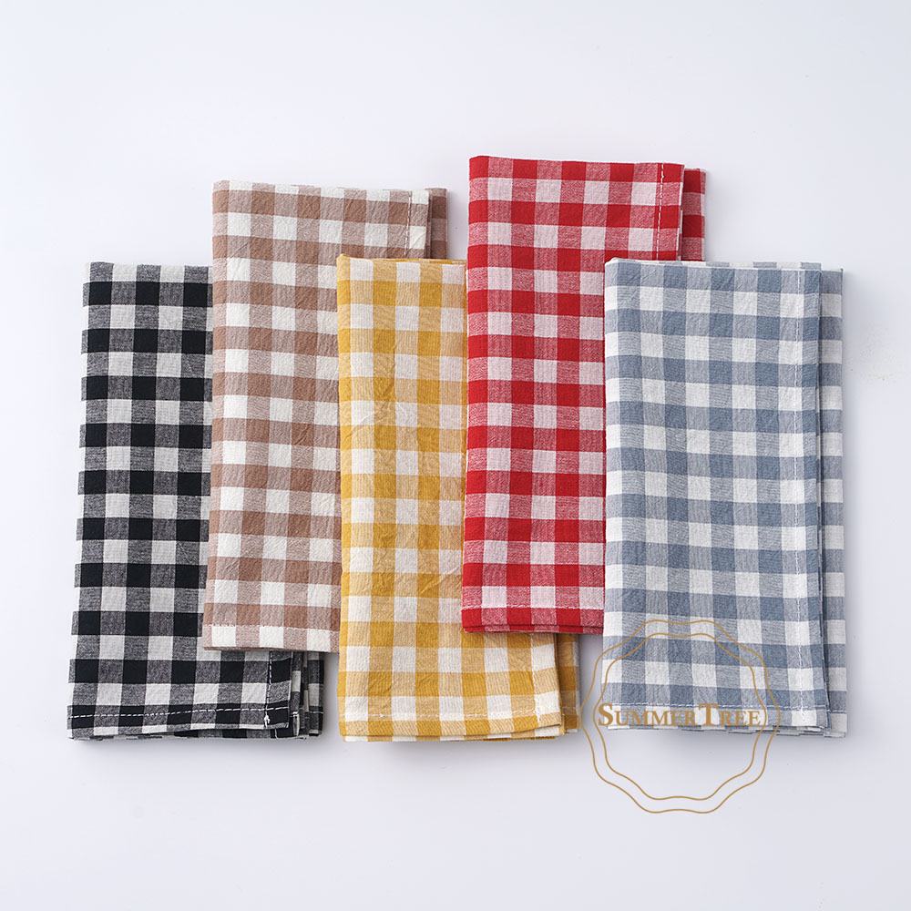 깅엄 체크 무늬 면 냅킨 42x42cm 작은 체크 천  - Linen Napkin Set 리뷰 및 가격