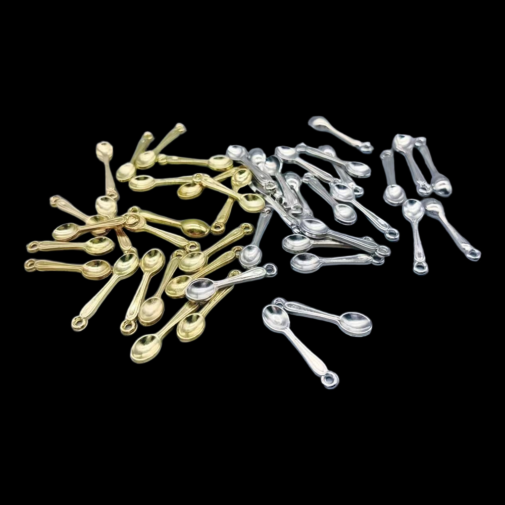 100pcs 작은 숟가락 매력 골드 도금 CCB 매력  - Gold Cutlery Flatware 리뷰 및 가격