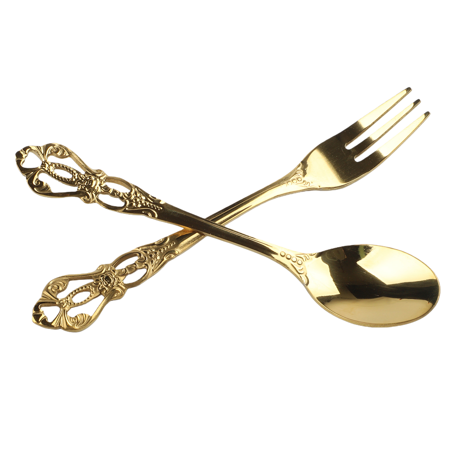 1쌍 빈티지 골드 스푼 포크 수저 세트 스테인리스 스틸 - Gold Cutlery Flatware 리뷰 및 가격