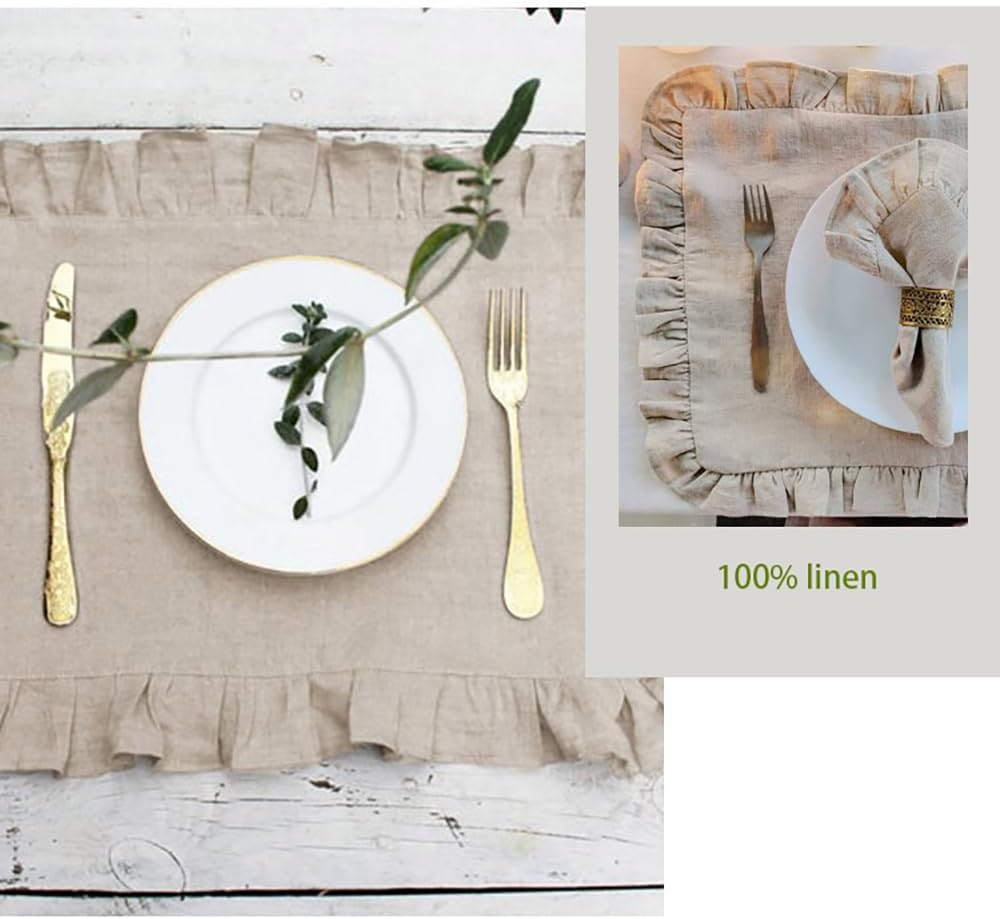 린넨 러플 디너 냅킨 4개 세트 30x45cm, 100 - Linen Napkin Set 리뷰 및 가격