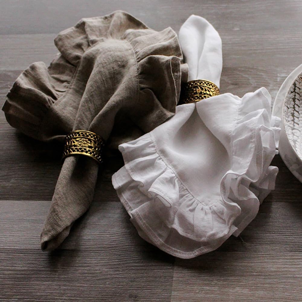 린넨 러플 디너 냅킨 4개 세트 30x45cm, 100 - Linen Napkin Set 리뷰 및 가격
