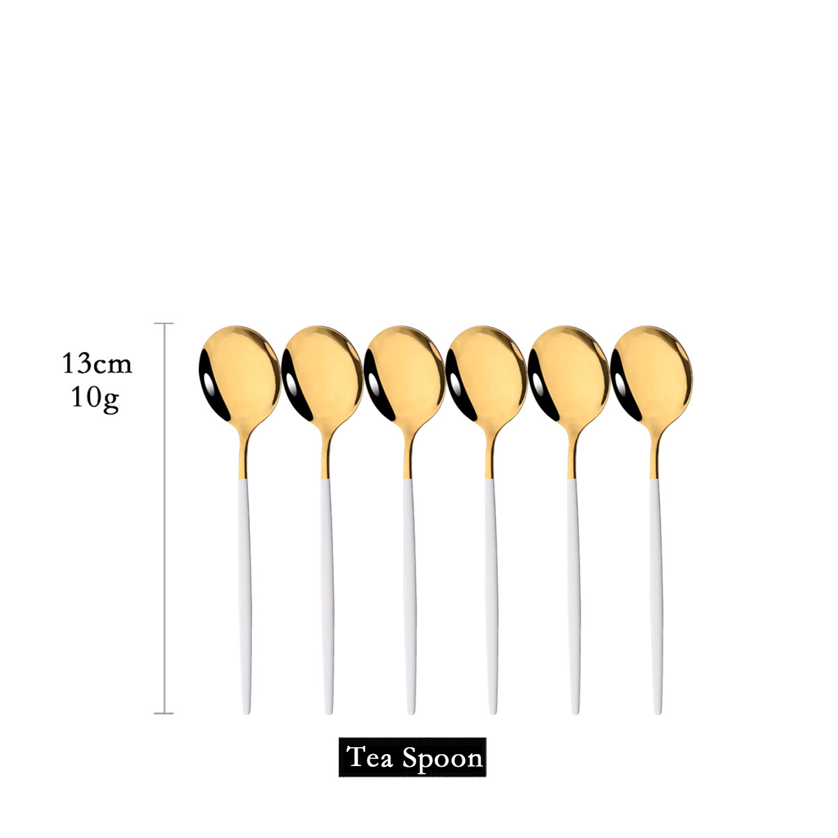6Pcs 거울 화이트 골드 차 스푼 디저트 아이스크림  - Gold Cutlery Flatware 리뷰 및 가격