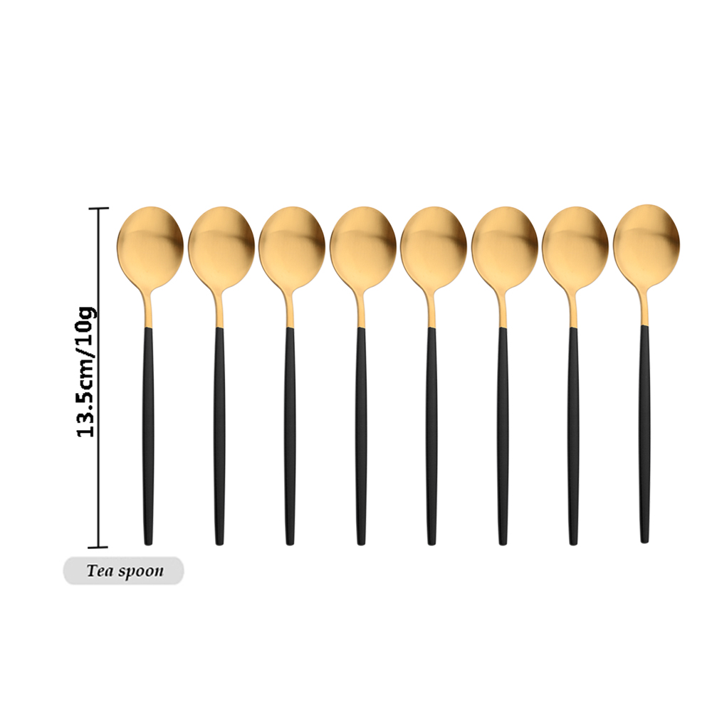 Drmfiy 블랙 핸들 골드 커피 식기 세트 8/16/ - Gold Cutlery Flatware 리뷰 및 가격