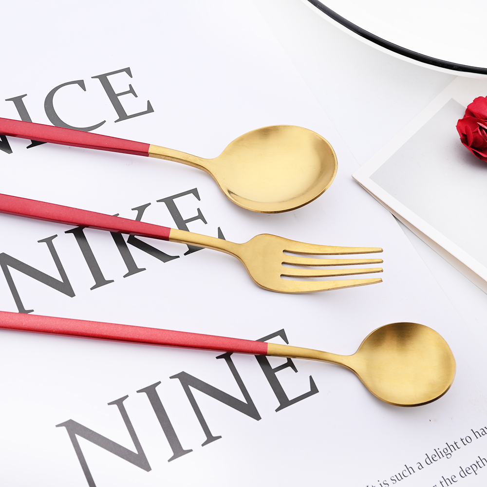 Drmfiy 블랙 핸들 골드 커피 식기 세트 8/16/ - Gold Cutlery Flatware 리뷰 및 가격