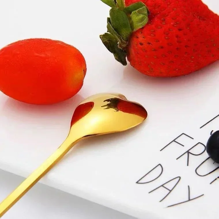 스테인레스 스틸 체리 장미 꽃 골드 특종 커피 스푼 선 - Gold Cutlery Flatware 리뷰 및 가격