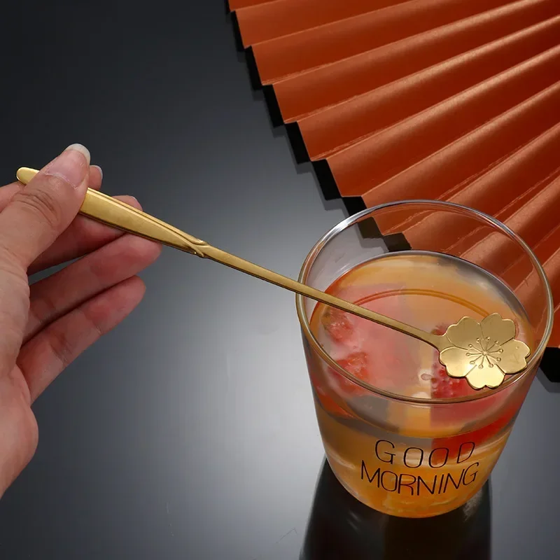 스테인레스 스틸 체리 장미 꽃 골드 특종 커피 스푼 선 - Gold Cutlery Flatware 리뷰 및 가격