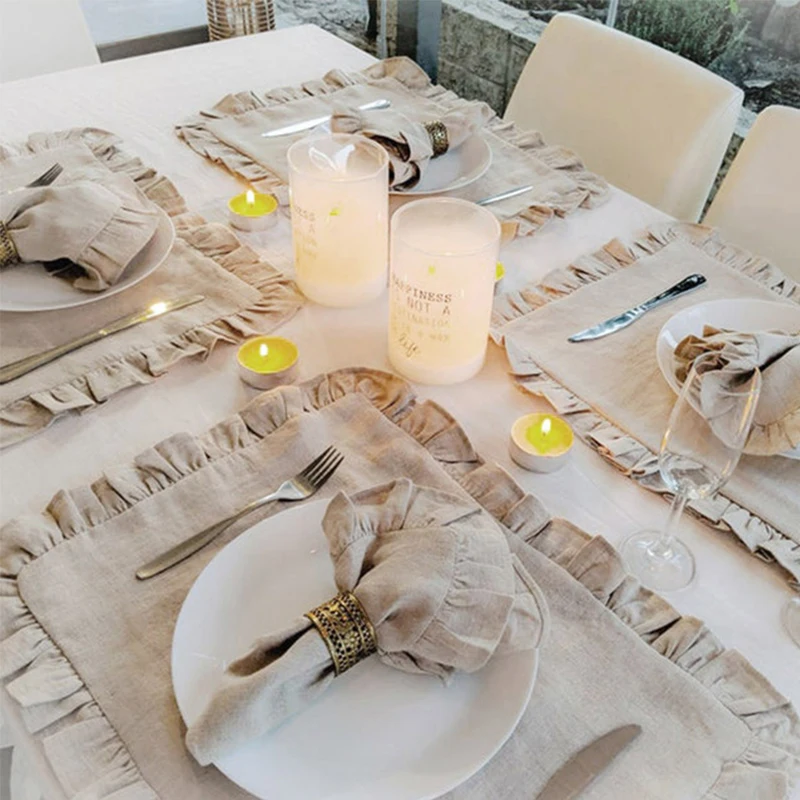 6개 세트 100% 린넨 냅킨 웨딩 디너 솔리드 컬러  - Linen Napkin Set 리뷰 및 가격